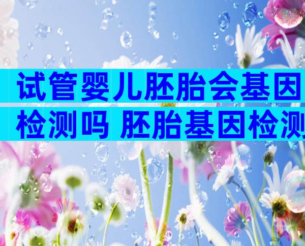 试管婴儿胚胎会基因检测吗 胚胎基因检测能检测出什么